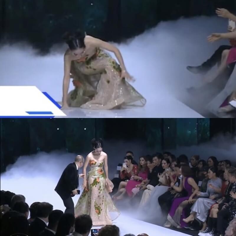 Diễn viên Diệp Bảo Ngọc bị ngã đến hai lần khi trình diễn